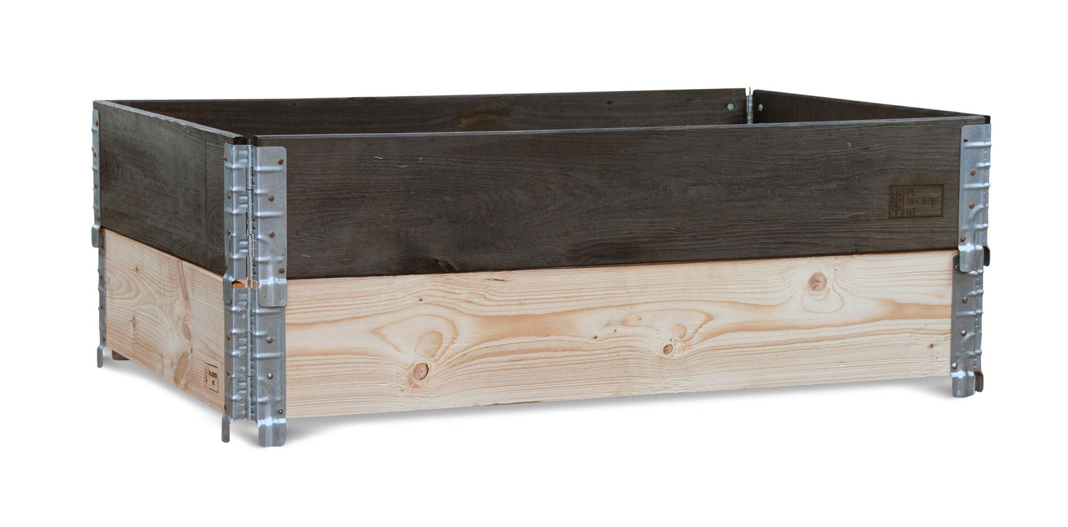 Rektangulær sammenklappelig pallekarm i lyst og mørkt træ