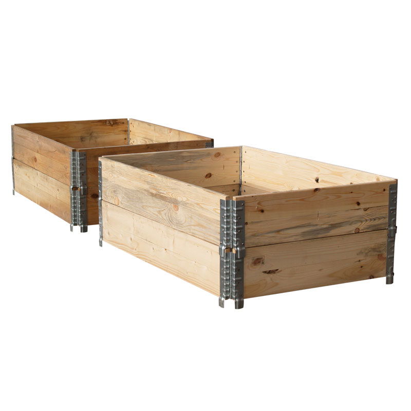To rektangulære højbede i ubehandlet træ
