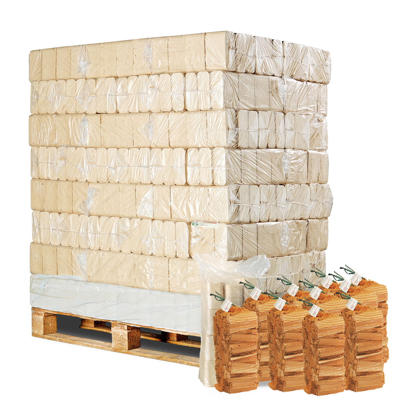 RUF Briketter 960 kg - inkl. 10 poser optændingsbrænde