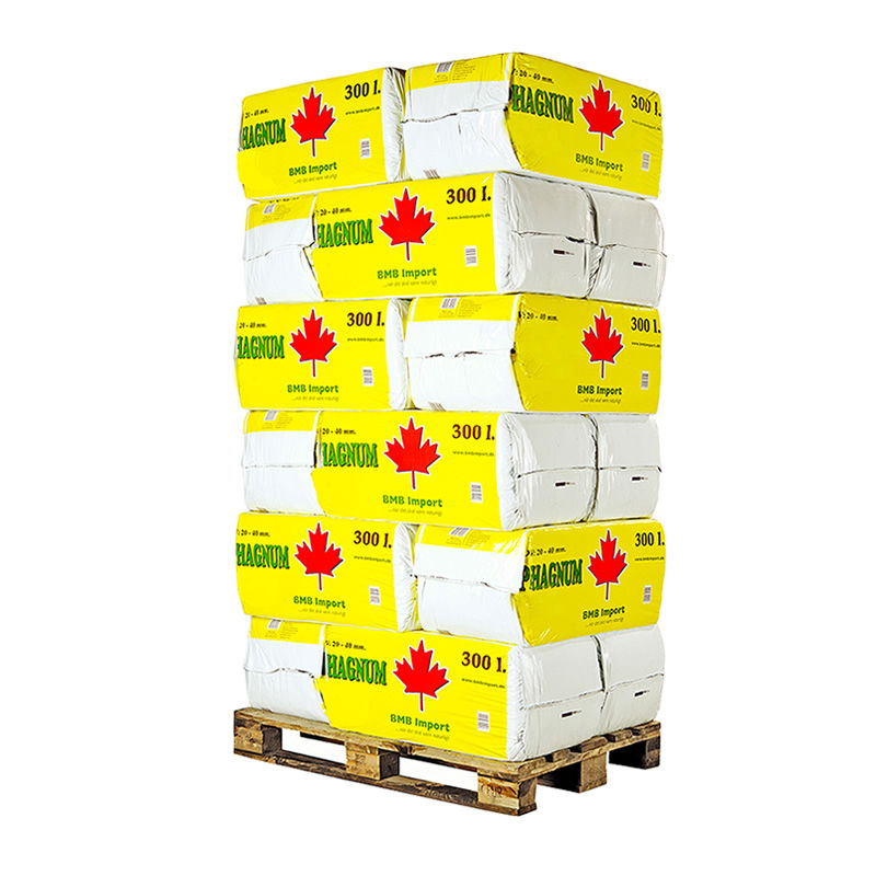 Palle med gule 300 L sphagnum baller fra Canada