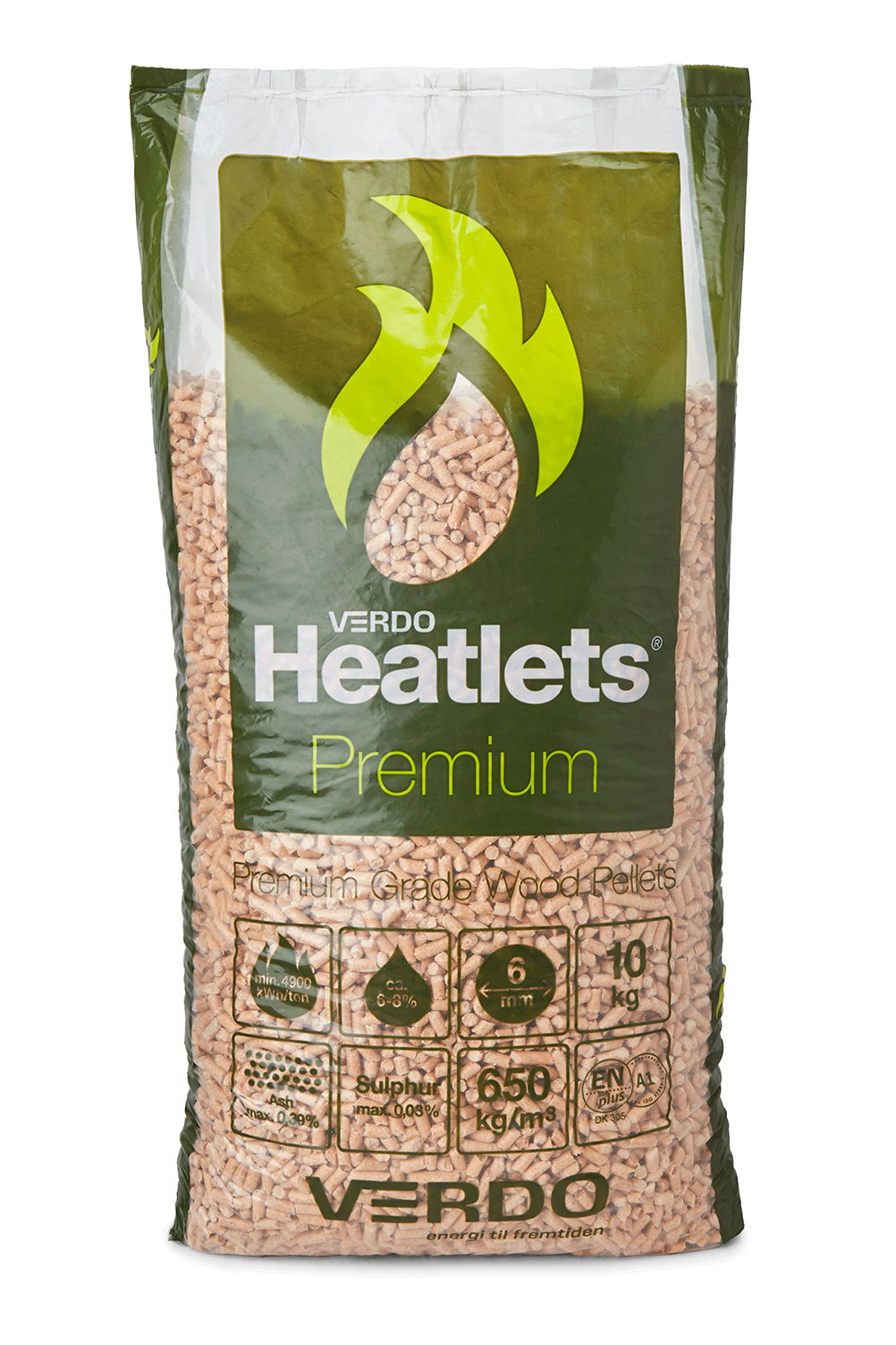 Sæk med VERDO Heatlets Premium træpiller 10 kg