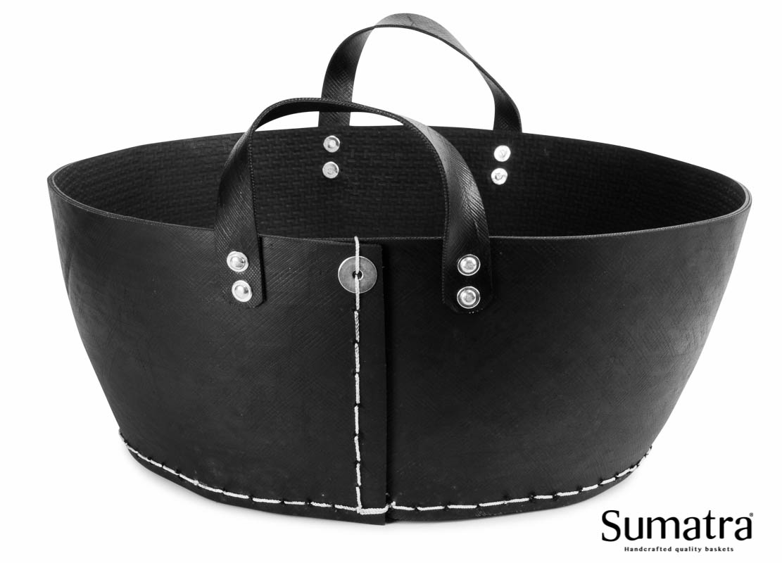 Sort håndlavet Sumatra kurv af genbrugsgummi