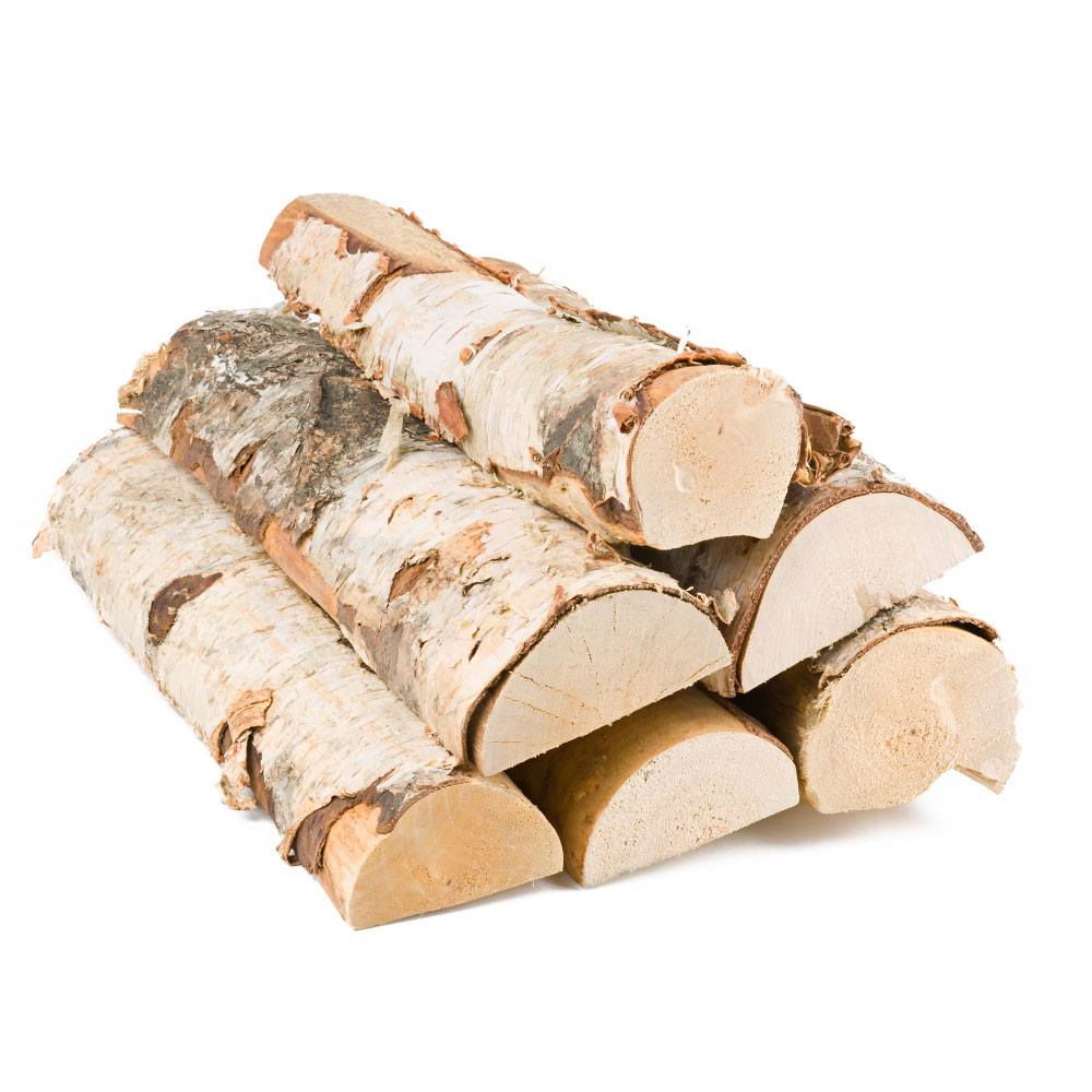 Stablede stykker birkebrænde klar til optænding