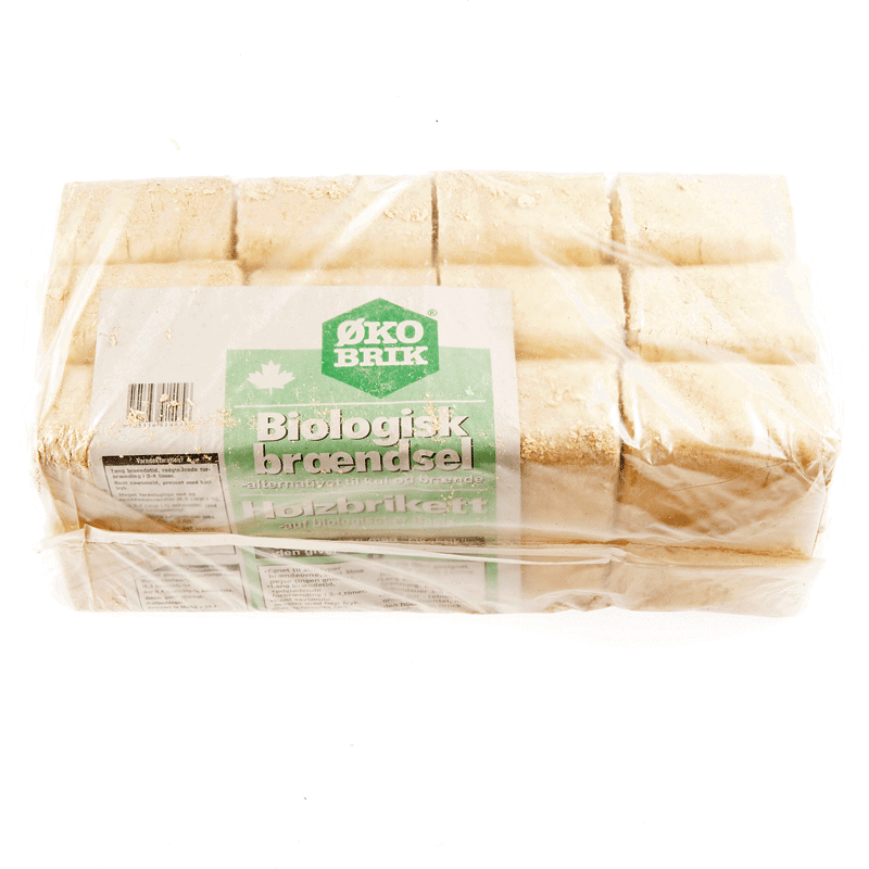 Pakke Økobrik træbriketter som biologisk brændsel