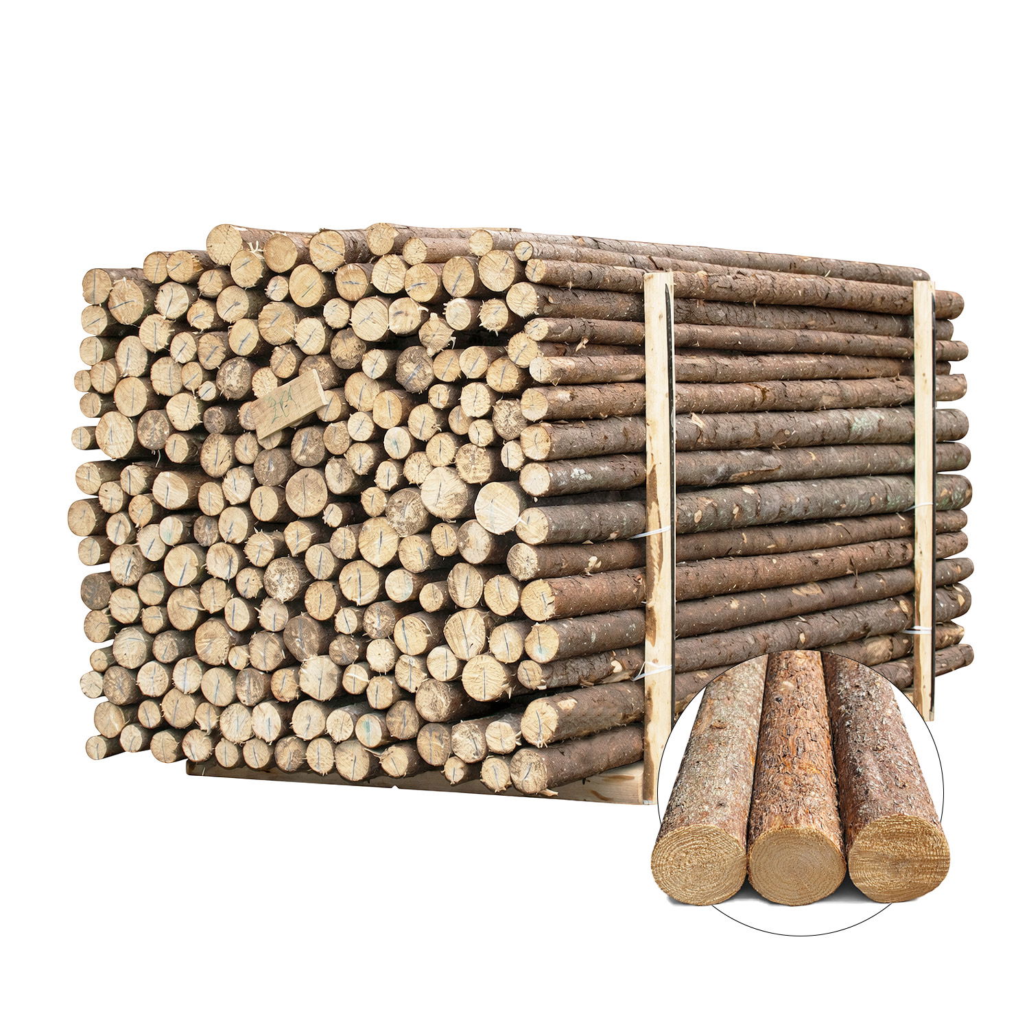 Granrafter med bark - 220cm