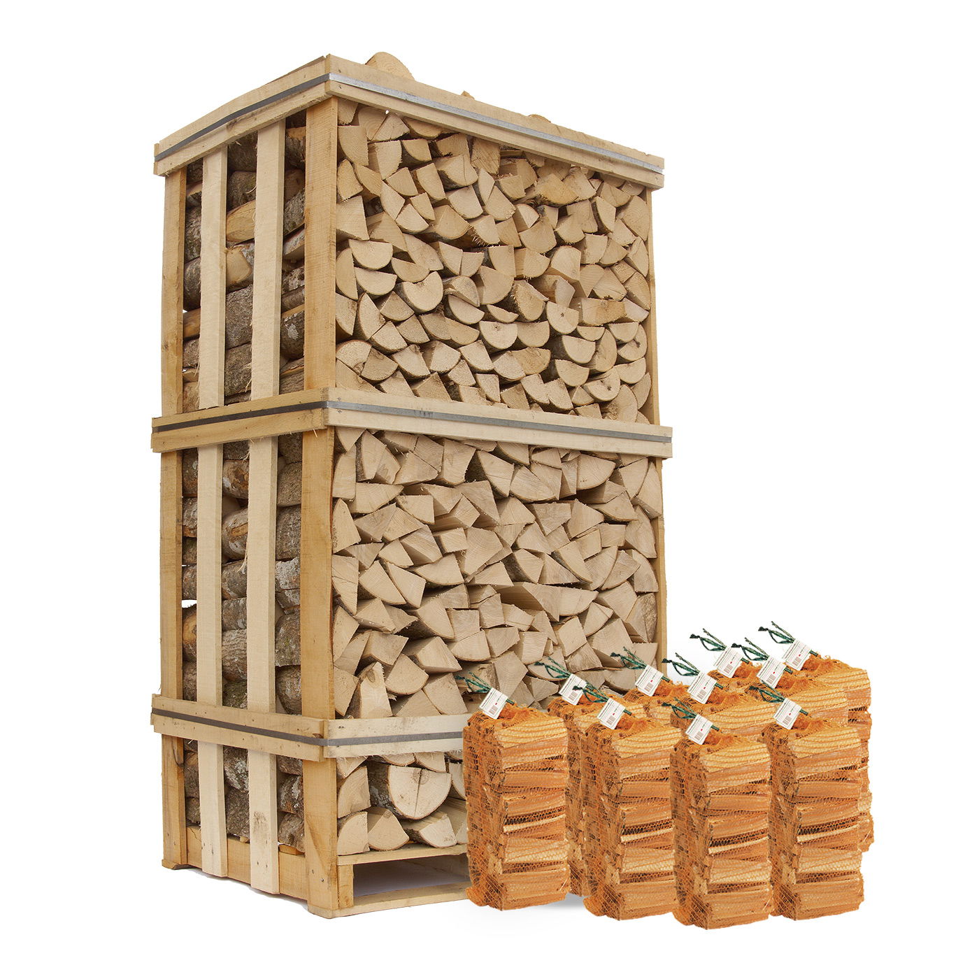 Ovntørret ask - 1,8 m3 og 10 poser optændingsbrænde