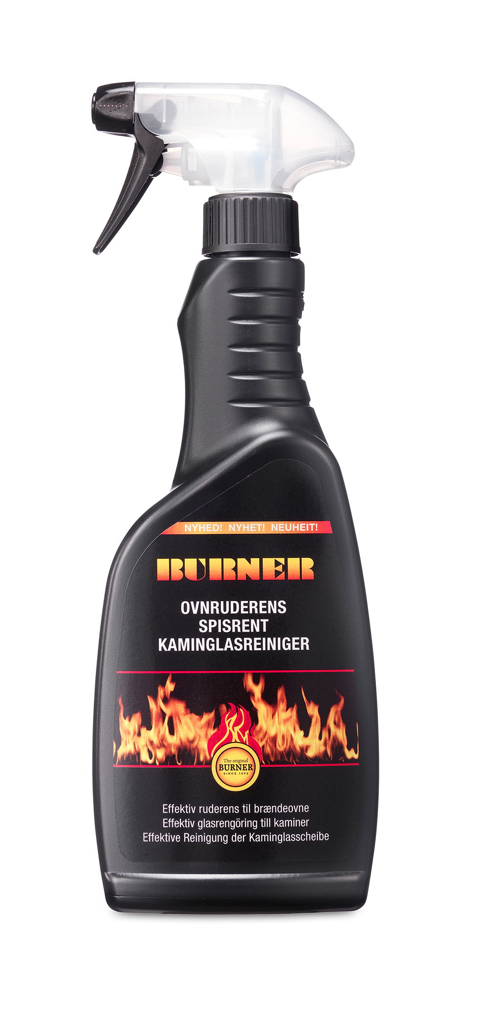Burner ovnrens til komfur og kaminrude, sprayflaske