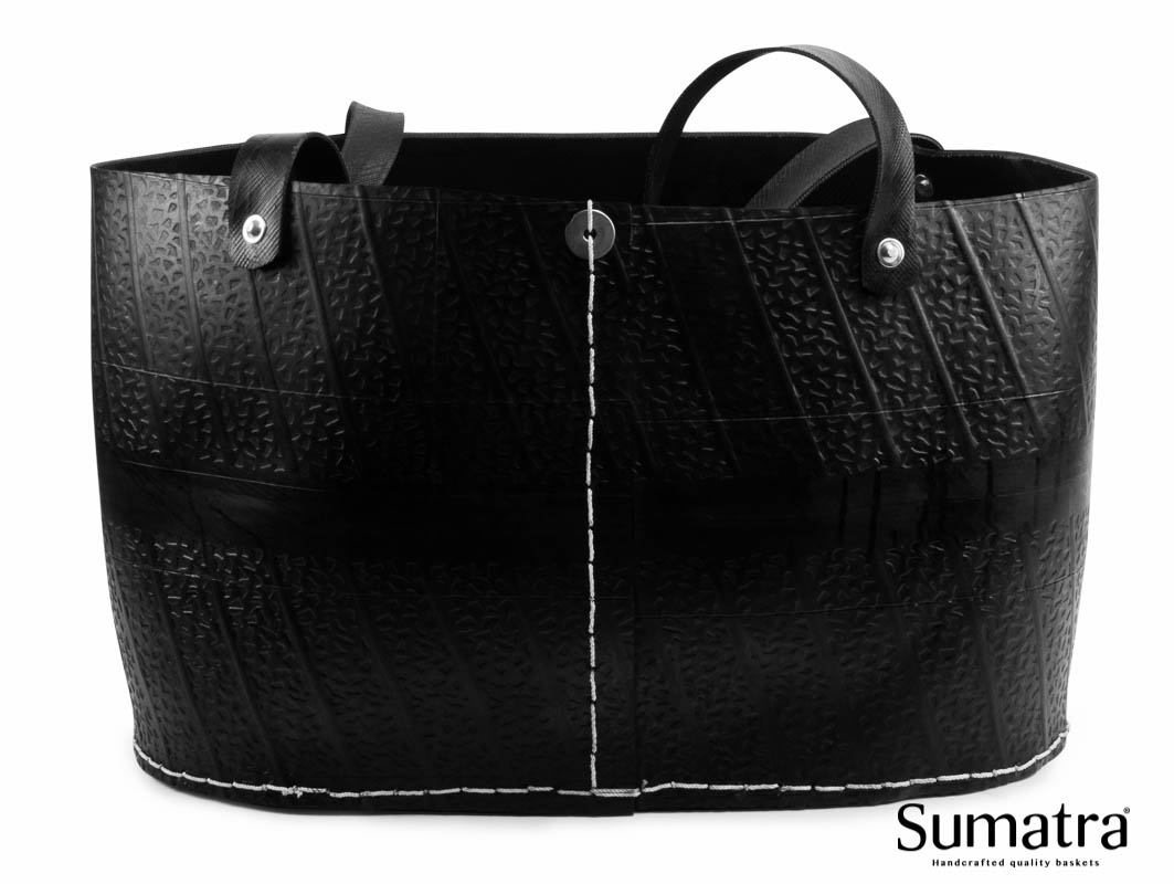 Stor sort Sumatra opbevaringskurv i genbrugsgummi
