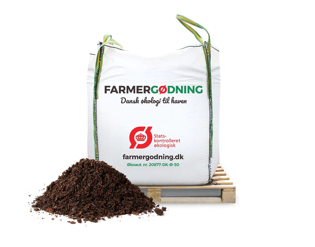 Stor bigbag med økologisk Farmergødning på palle