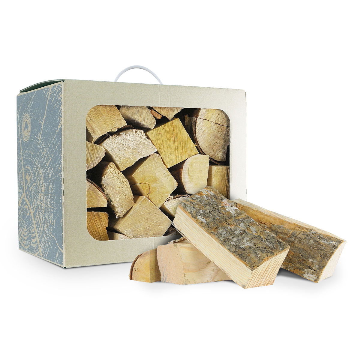 Kasse med ovntørret brænde klar til optænding