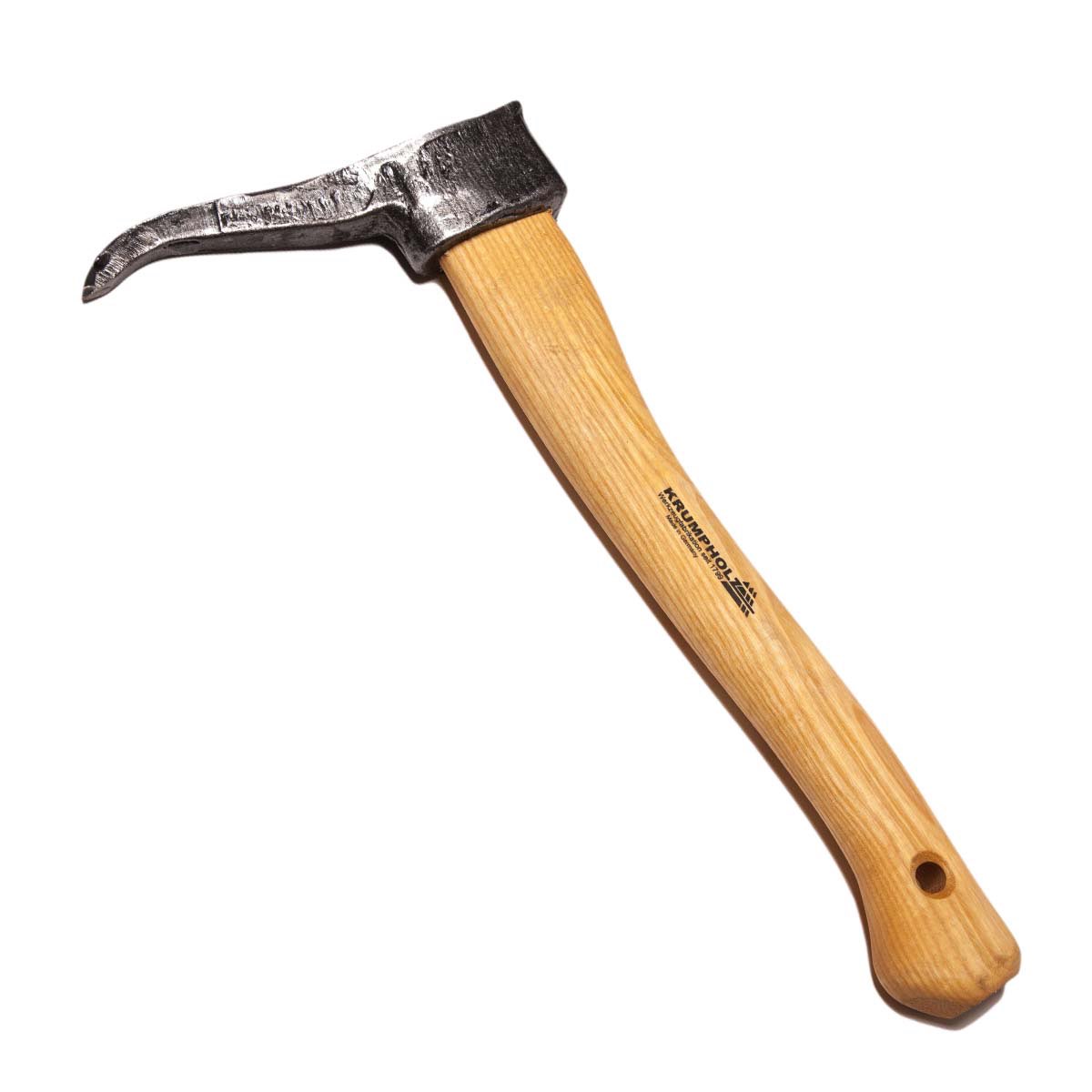 Tagøkse med buet stålblad og træskaft