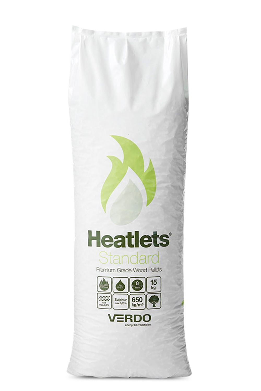 Sæk med Heatlets træpiller 15 kg fra Verdo