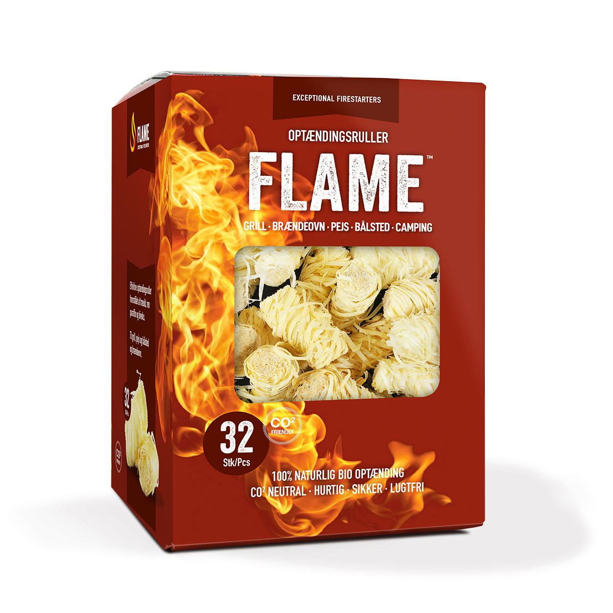 Pakke med FLAME bio optændingsruller 32 stk