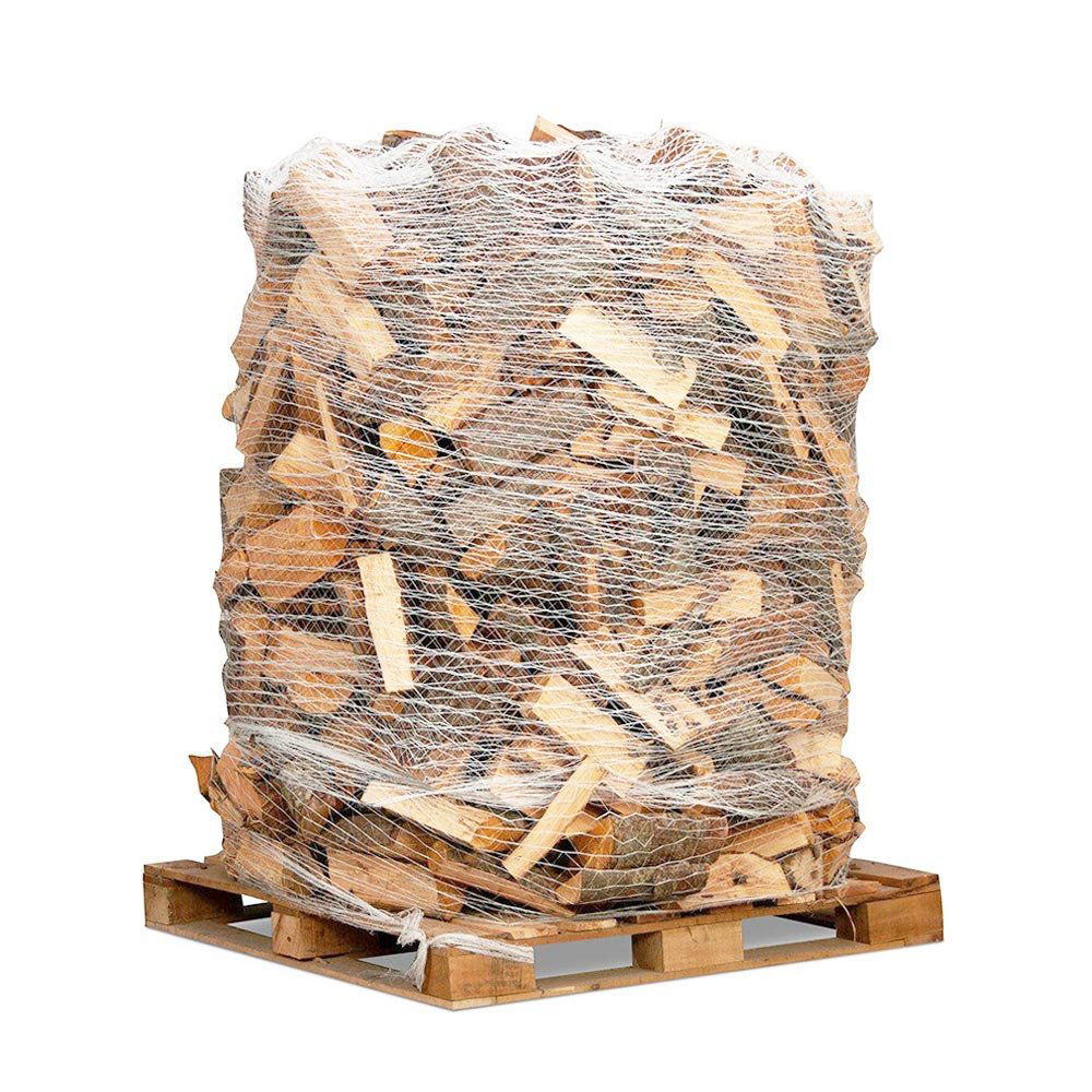 Ovntørret blandet brænde i net på palle