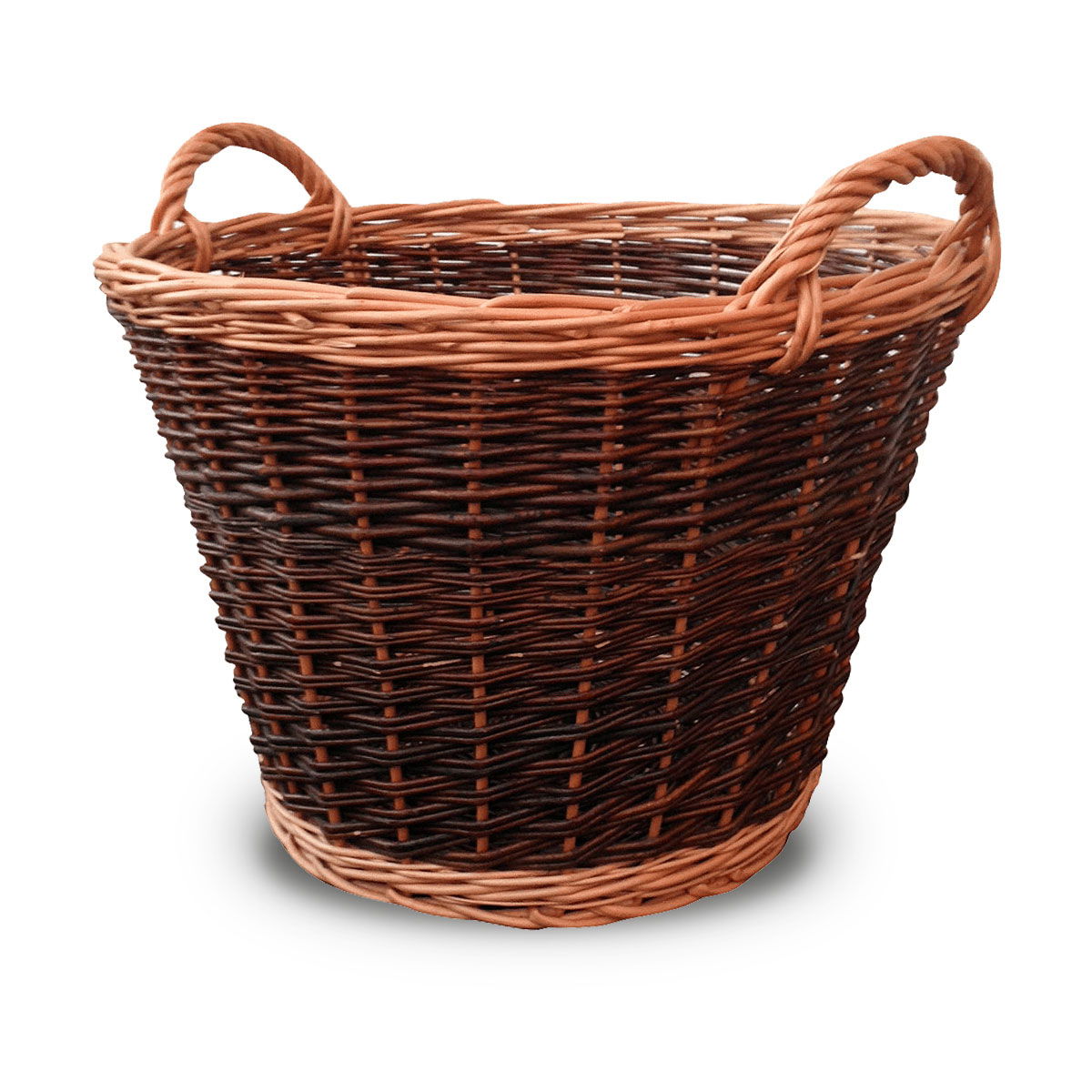 Brun flettet pilekurv med to håndtag