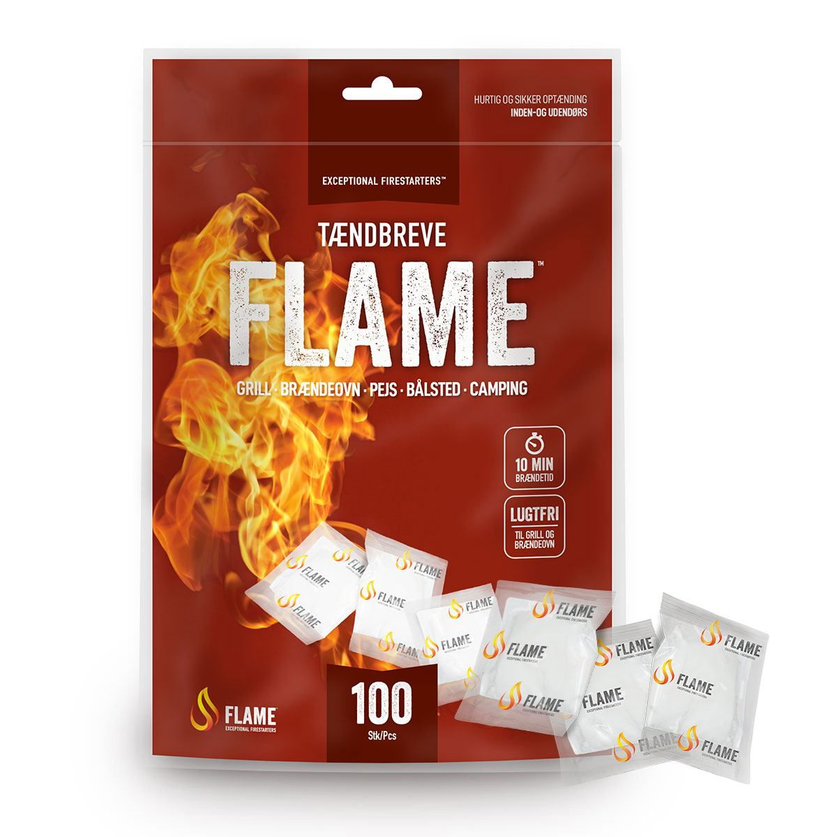 Pakke med FLAME tændbreve 100 stk til optænding