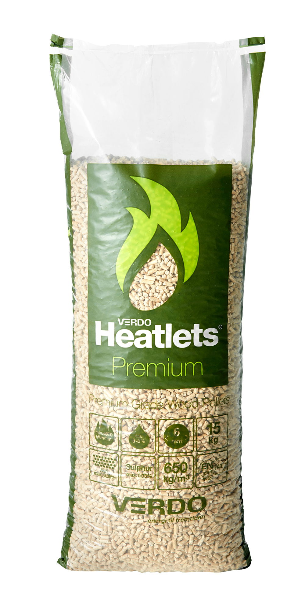 Sæk med VERDO Heatlets Premium træpiller 15 kg