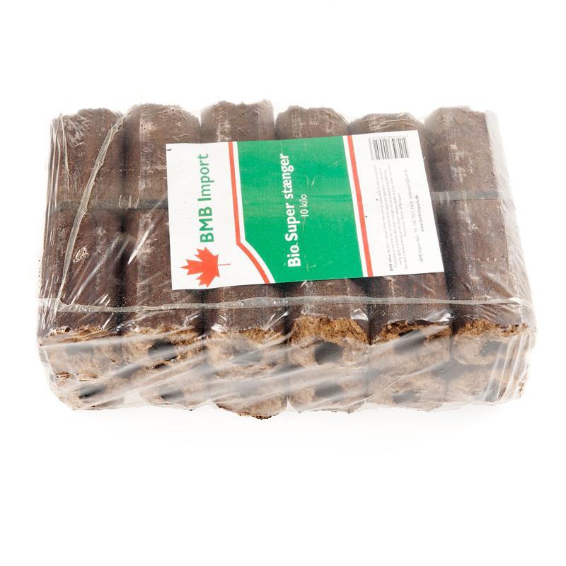 Pakke med 10 kg bio træbriketter til brændeovn