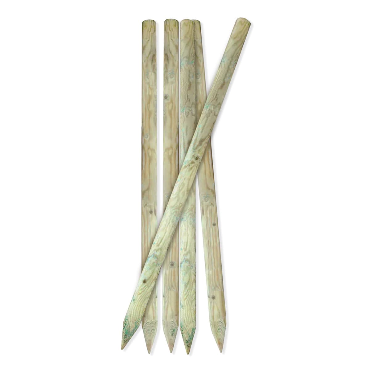 Sæt med fem trykimprægnerede træpæle