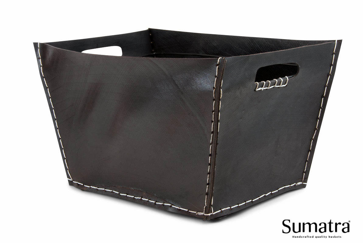 Rektangulær sort Sumatra opbevaringskurv i gummi