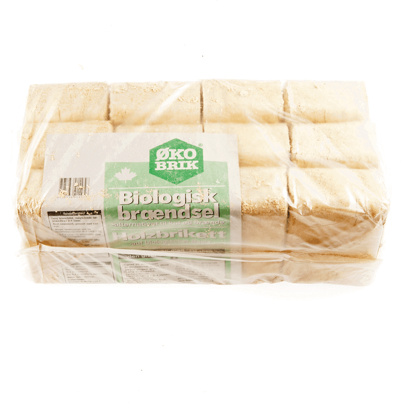Pakke Økobrik træbriketter som biologisk brændsel
