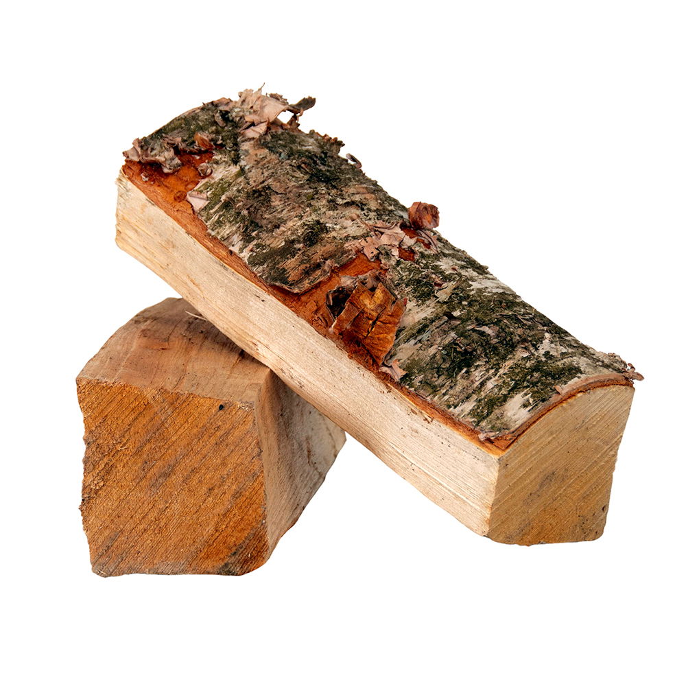 To stykker birkebrænde til optænding